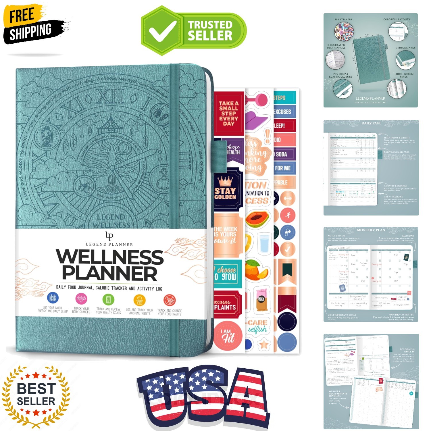 Legend Wellness Planner & Food Journal – Daily Diet & Health Journal with Exe…