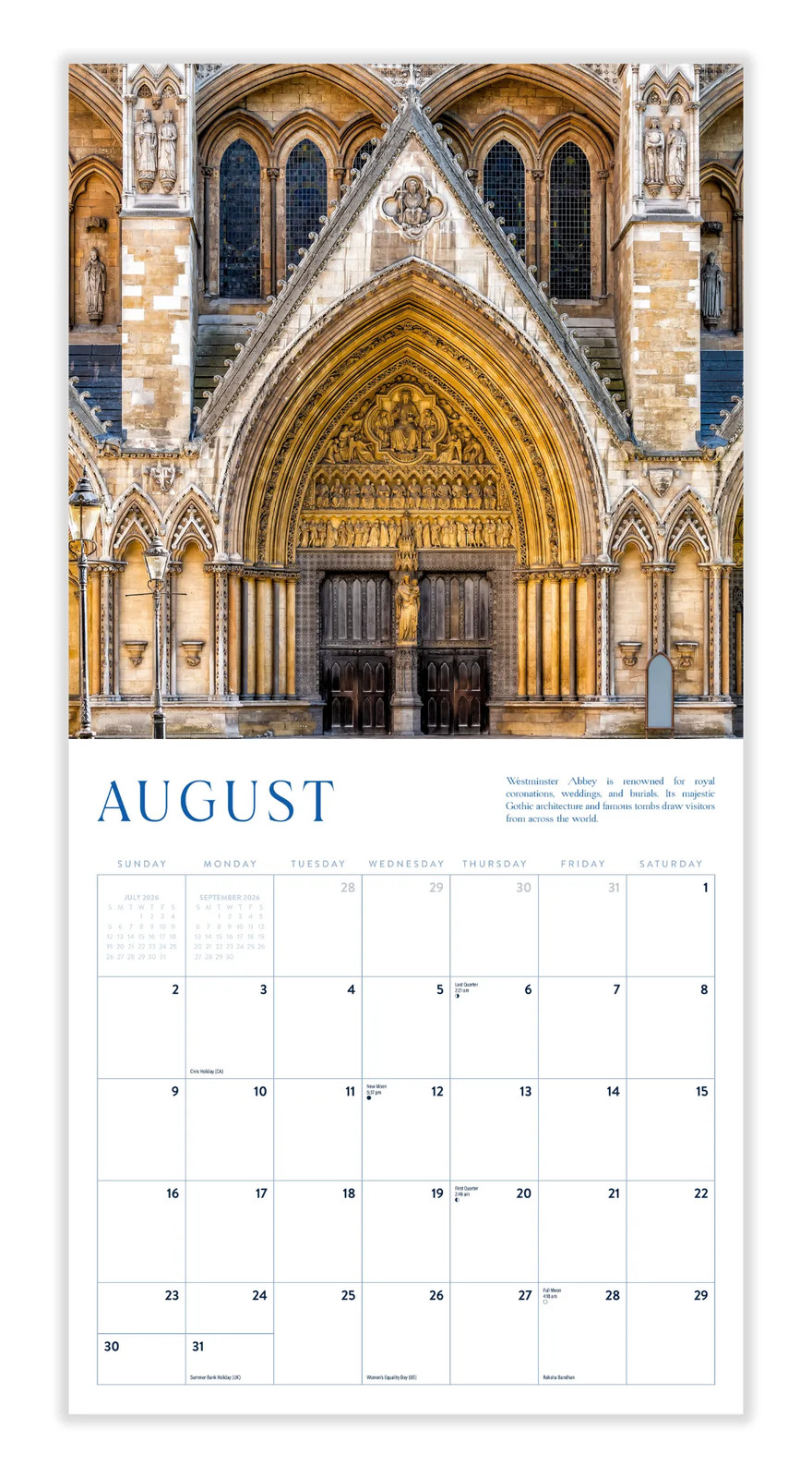 London Calendar 2026 | 12″ x 24″ 12 Month Calendar | Marble City Press