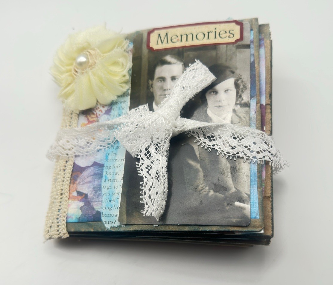 Hand Made Junk Journal 6×5 Inches Memories Themed Medium Is Brown Paper Bags