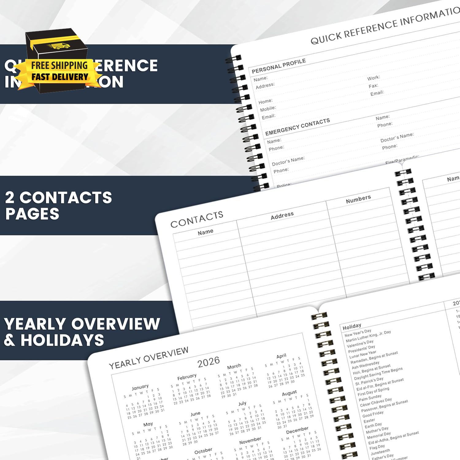 2026 Planner – 8” × 10”, Planner Weekly and Monthly 2026, from JAN to DEC 2026,