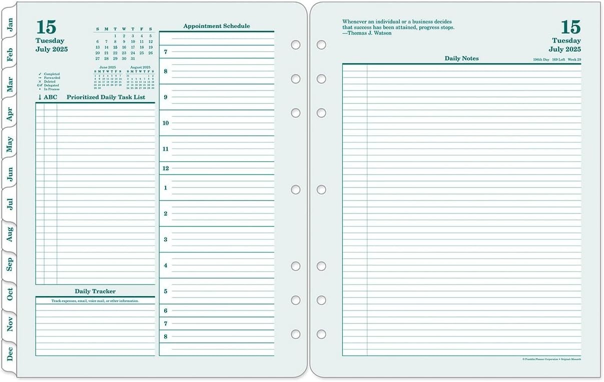 Elegant Ring-Bound Planner: Jul 2025 – Jun 2026, Two Pages Per Day, Monarch Size
