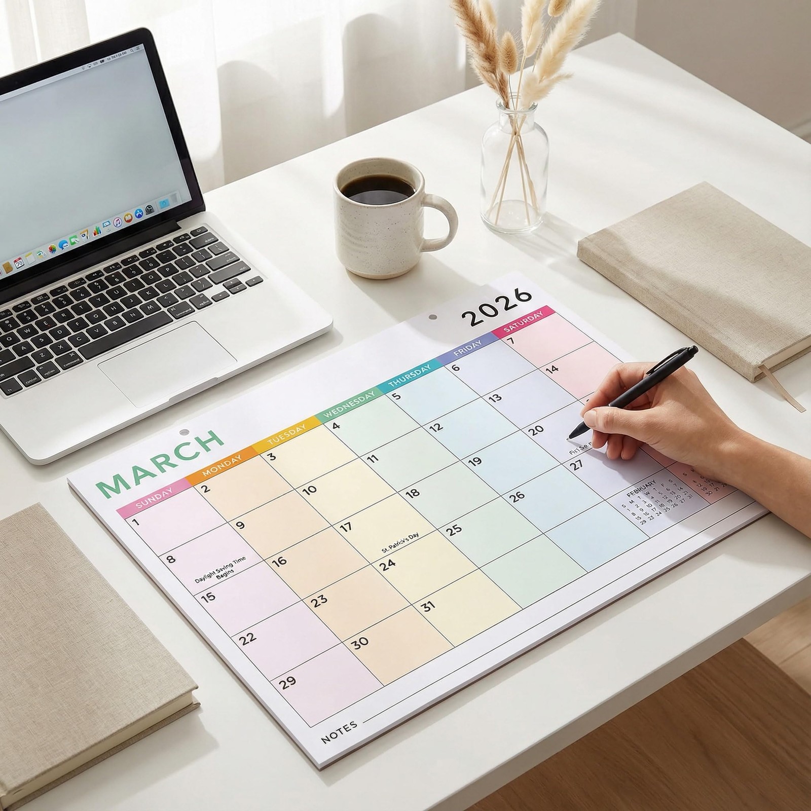 Colorful 2026 Desk Calendar January 2026 to July 2027 Planner
