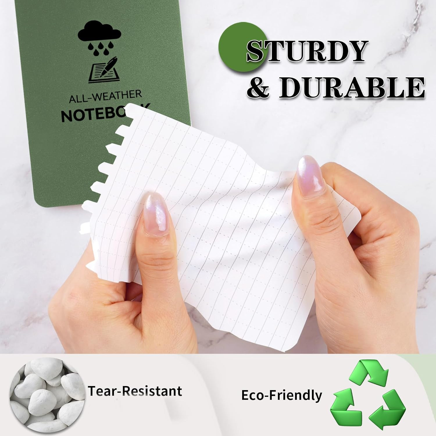 Waterproof Notebook, 4 Pack Top-Spiral Pocket Notepad, 3″ X 5″ Weatherproof Note