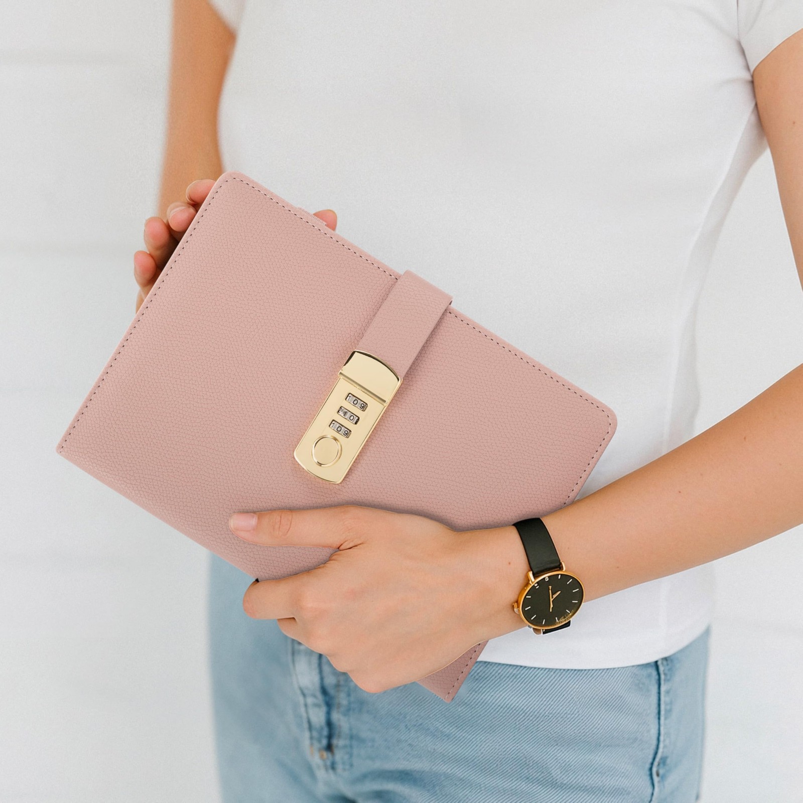 Pink Leather Diary with Lock Aesthetic Journal 8.5 x 5.6 Inch