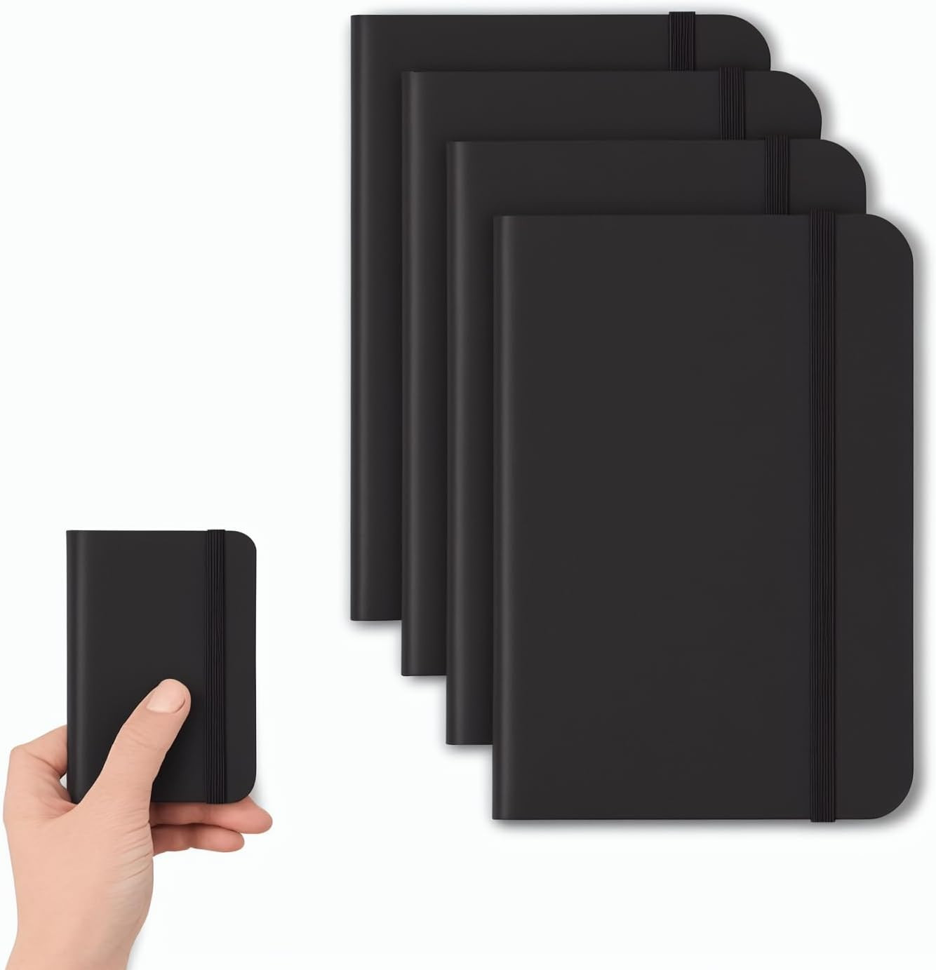 4 Pack Pocket Notebook Small Notebook, 3″ x 4.4″ Journal Notebook Hardcover with
