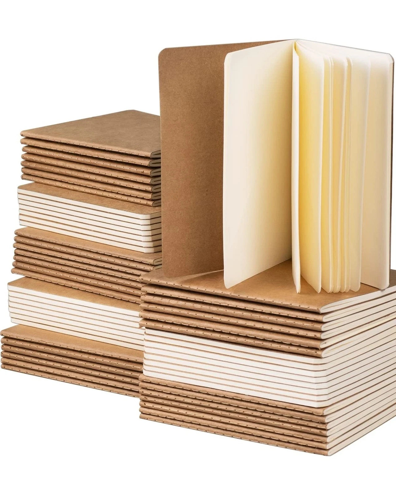 Small Notebook Bulk 60 Packs Pocket Journal Blank A6 (4.25 x 5.5 in) Kraft No