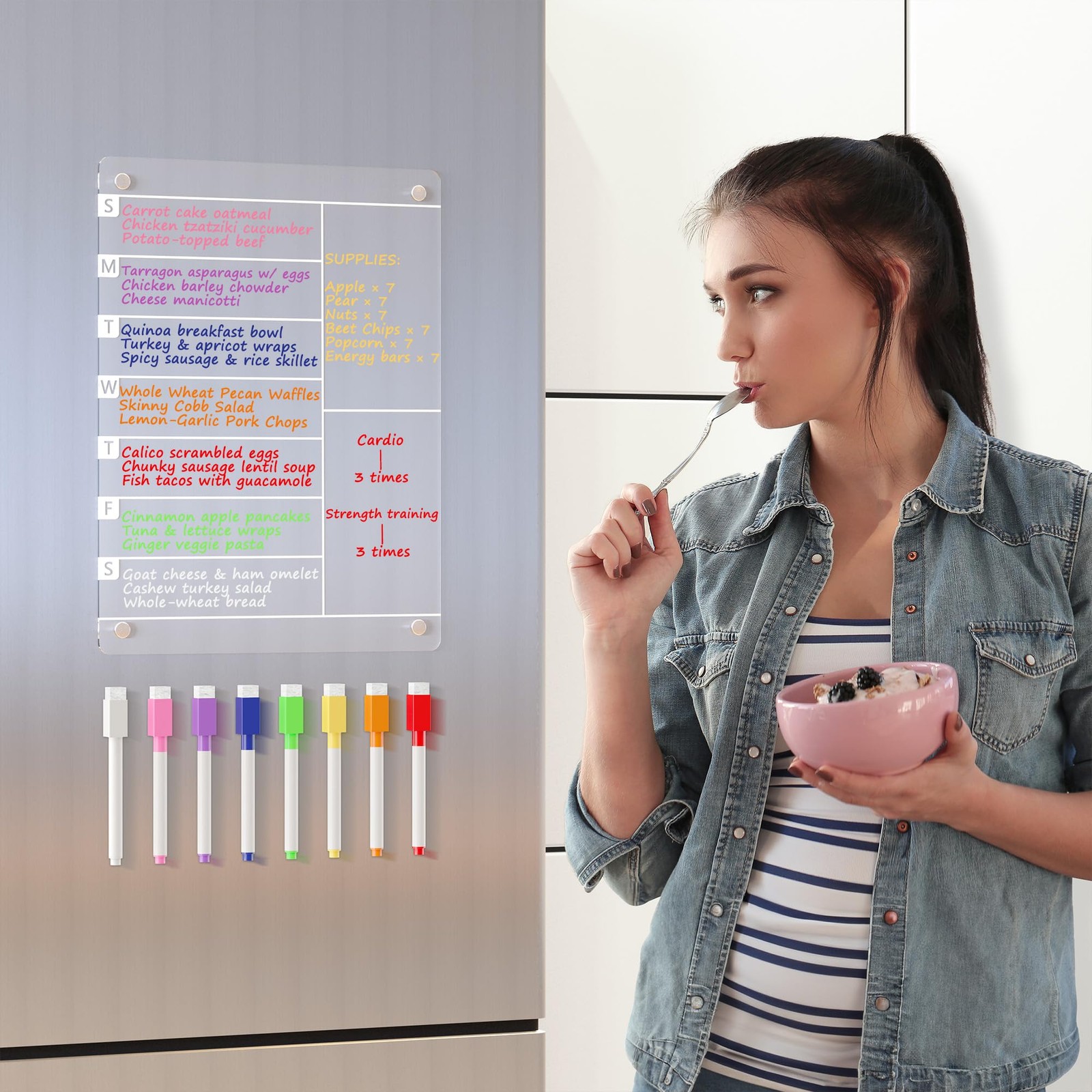 Neatsure Acrylic Magnetic Meal Planner Menu Board for Kitchen 12″x9″, Clear