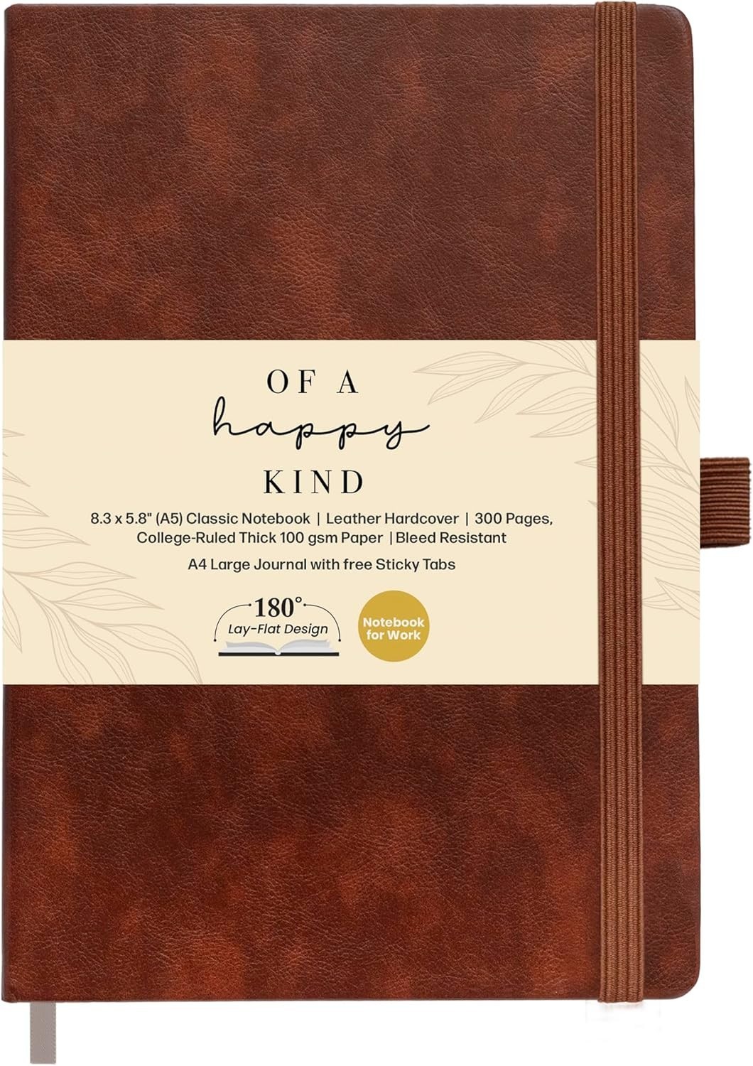 Lined Leather Bound Journal Notebook, A5 Hardcover – Brown 5.8×8.3″ A5,