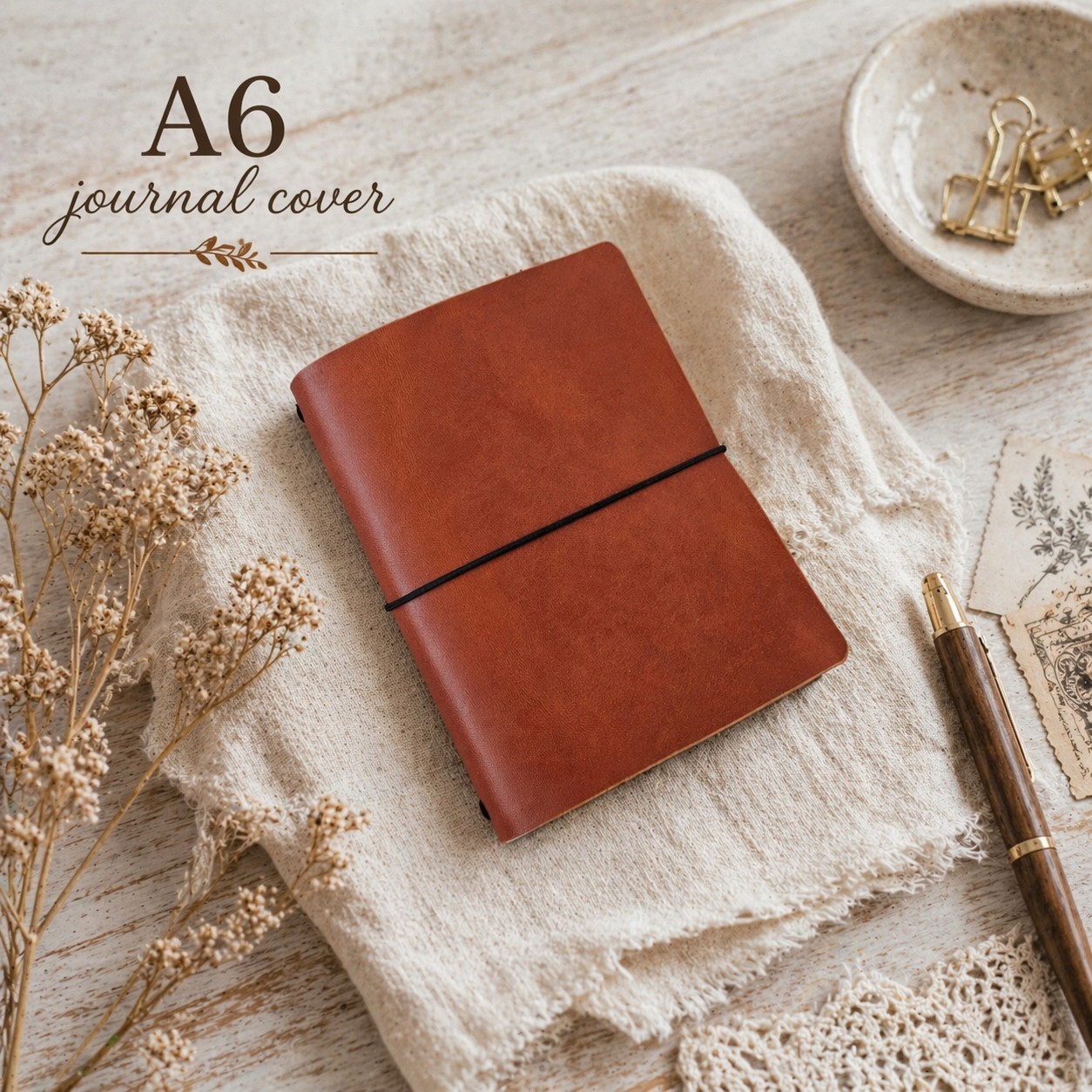 A6 Size Handmade Leather Journal Cover for Journaling – Full Grain Leather