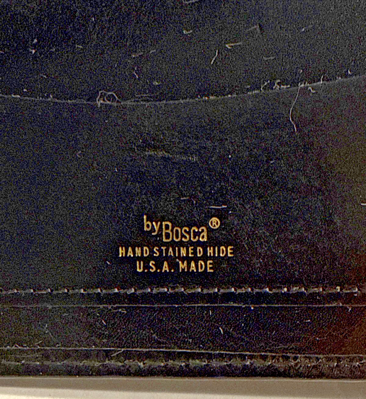 BOSCA USA VINTAGE Black Hand Stained Old Leather Deluxe Portfolio 7 DAY SALE