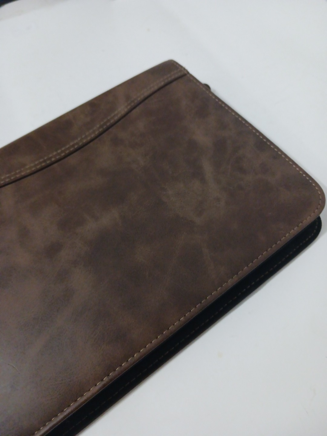 DAY-TIMER Brown Leather Zip Around 7 Ring Binder Organizer Planner 8″x11″ Faux