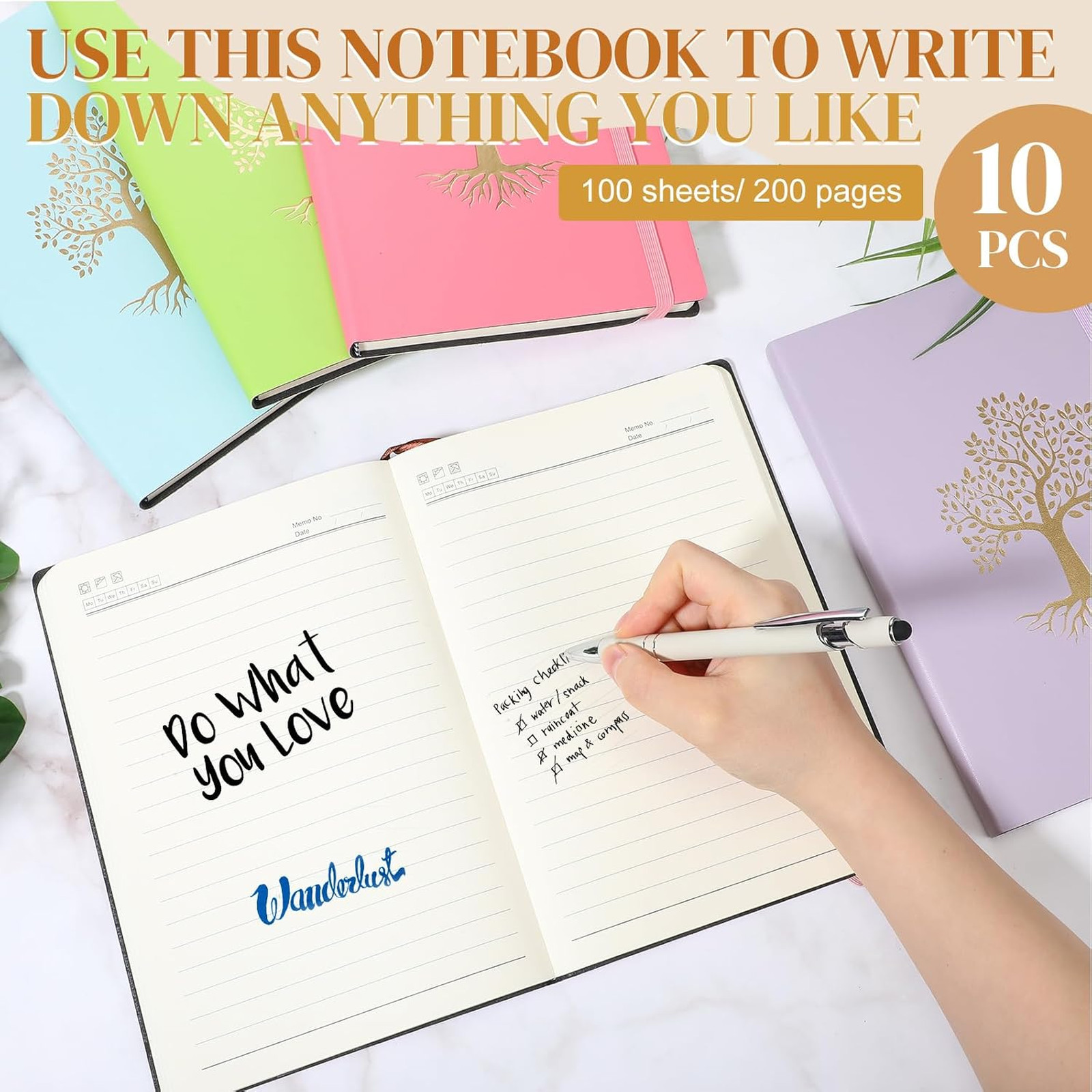 Leather Hardcover Notebook A5 Lined Journal 200 Pages 10 Colors for Writing