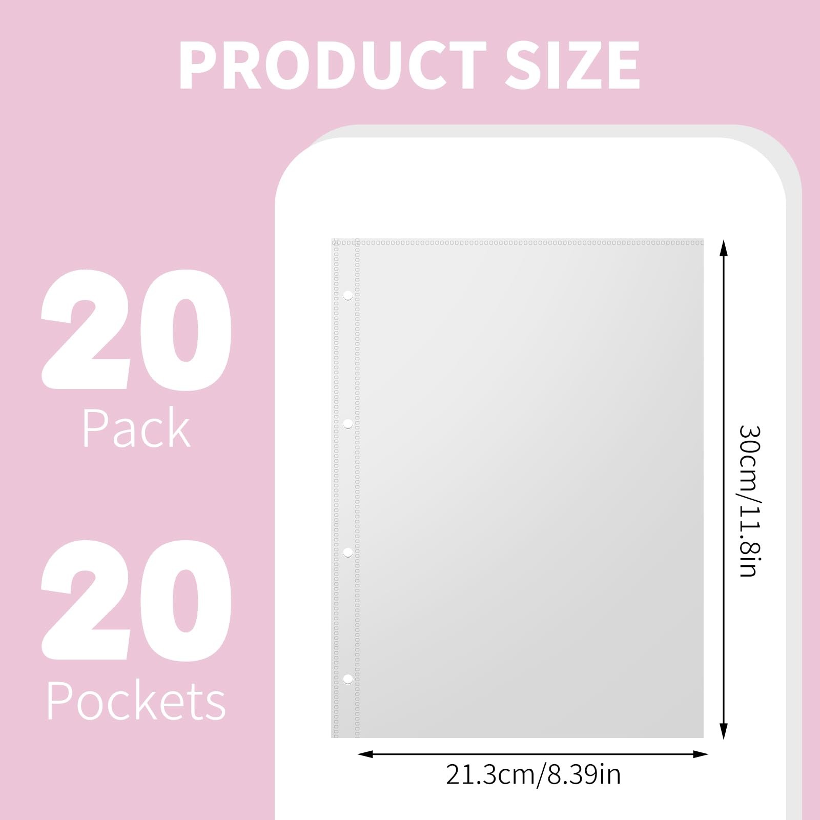 20 Sheets Clear Sticker Book Sleeves Pocket Protectors Plastic Binder Inserts…
