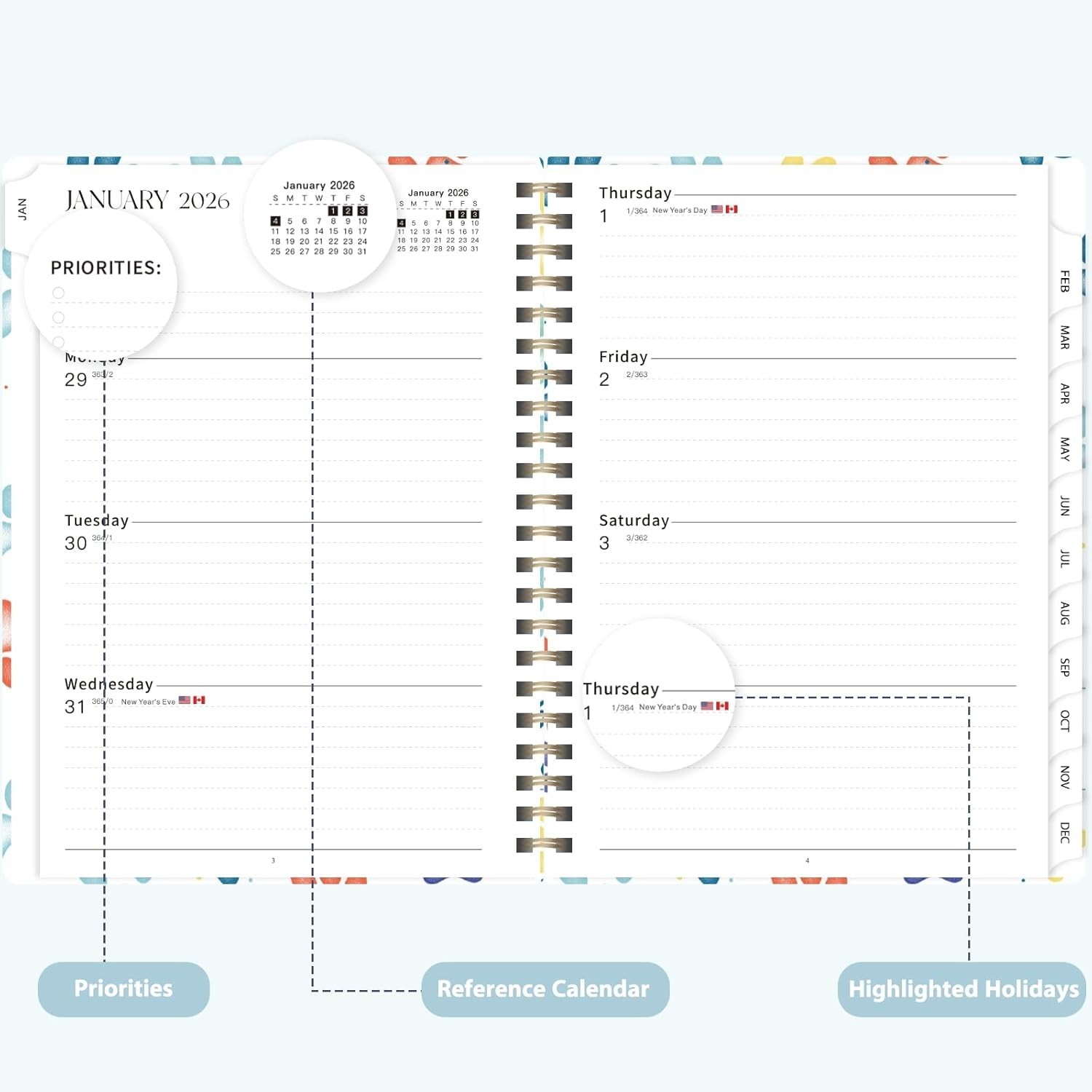 2026 Planner, Weekly & Monthly Calendar, Jan – Dec (CHOOSE YOUR DESIGN)