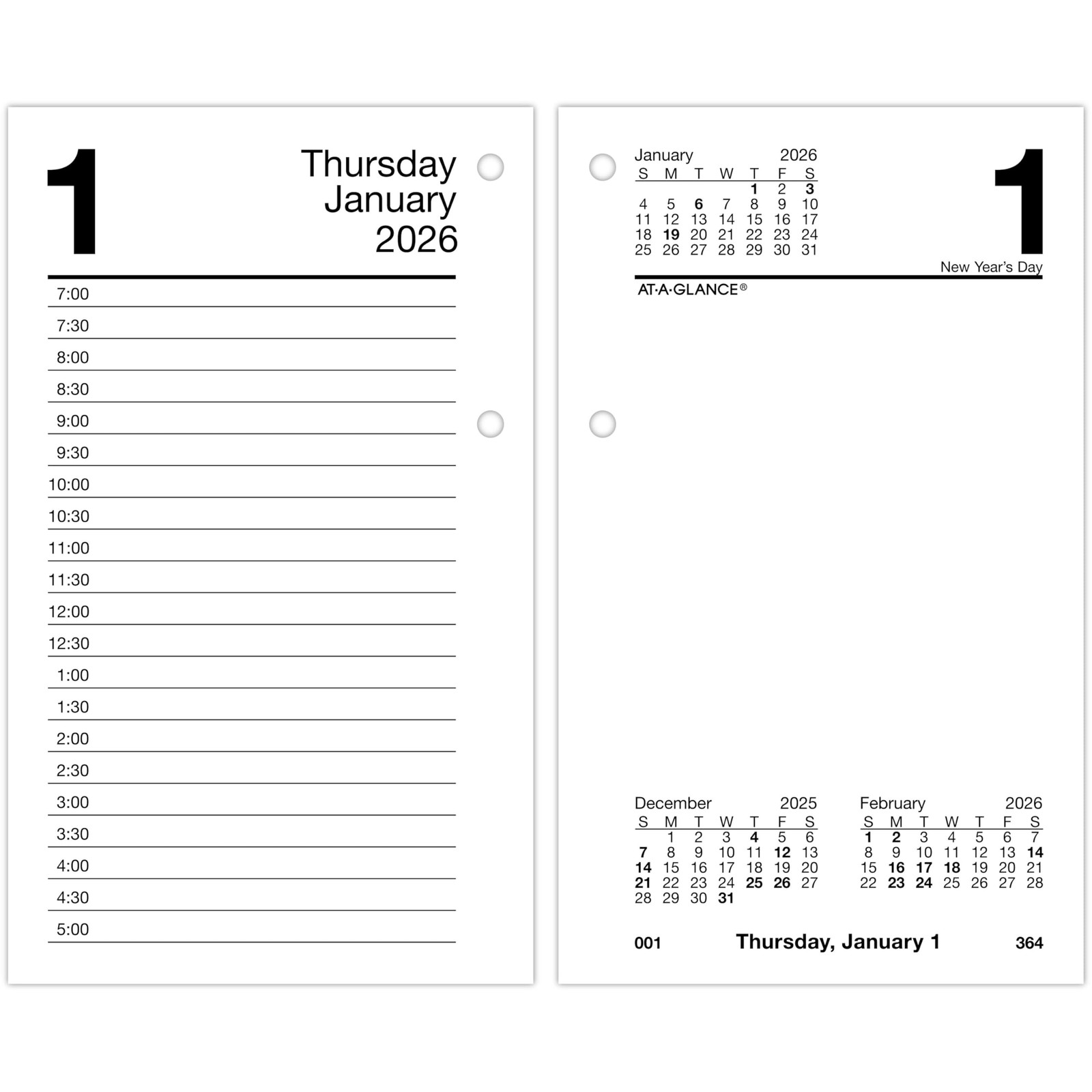 2026 Desk Calendar Refill, Daily, 3.5″ x 6″, Standard, Loose-Leaf (E717T5026)