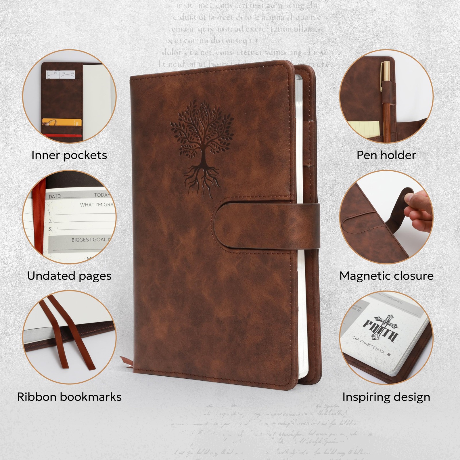 Prazoli Leather Christian Prayer Journal For Men – All Men’s Tree of Life