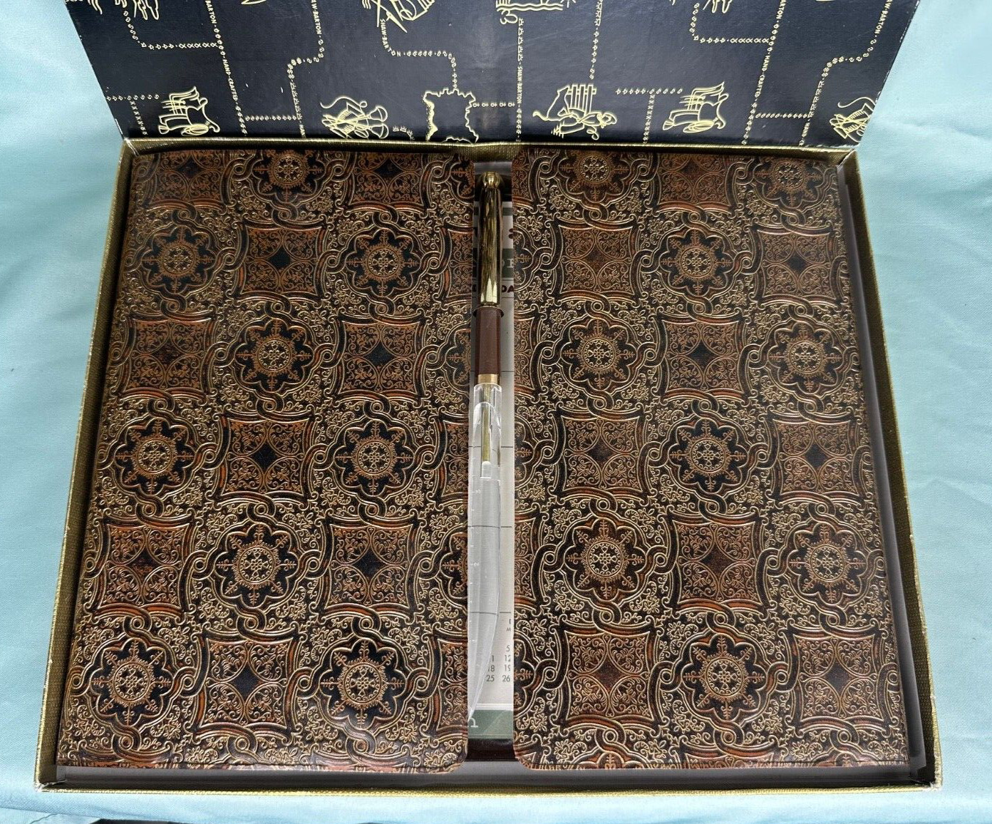 VINTAGE 1961 PLANNER CALENDAR ADDRESS BOOK PAPER PEN LETTER OPENER PLASTIC CASE