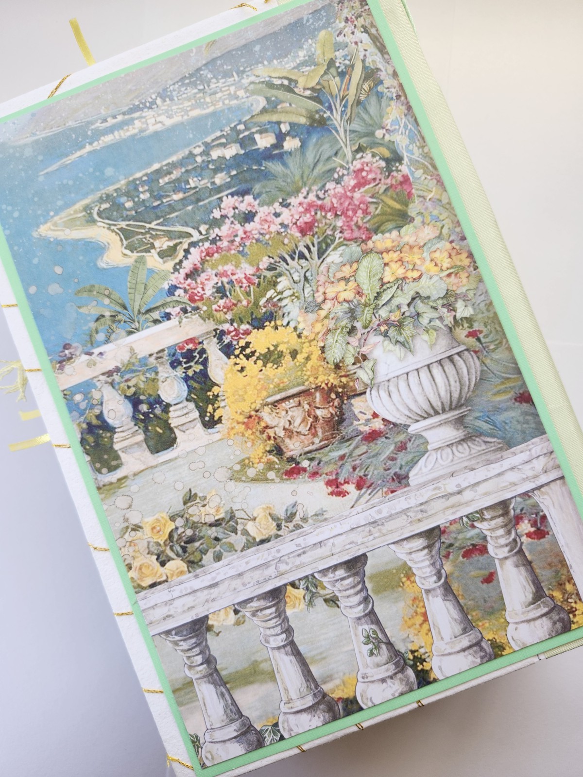 “ITALIAN RIVIERA” Handmade XL Journal Mediterranean Blues, Lemons Keepsake 96pgs