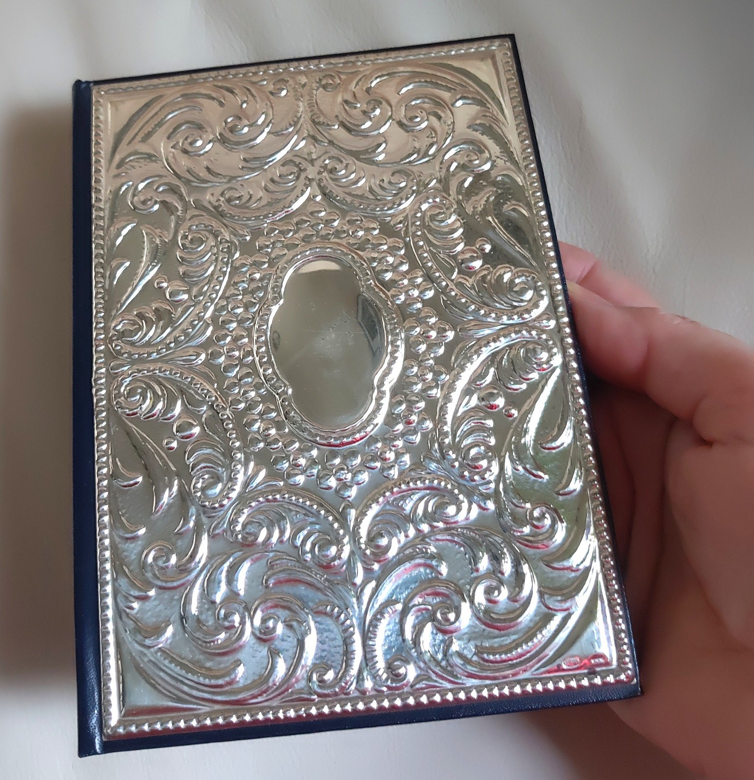 925 marked Sterling Silver Vintage Leather Phone Address Book A- Z Italy