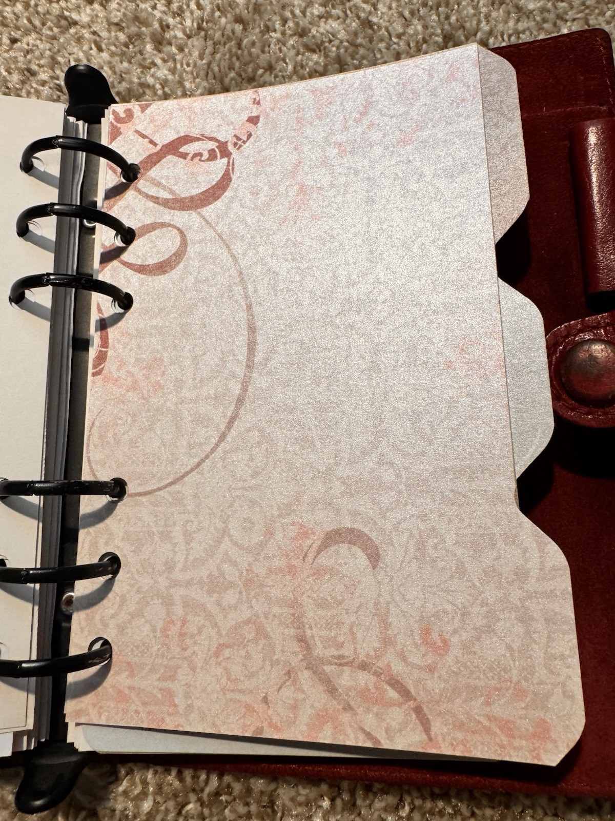 Vtg Day Runner Red Genuine Leather Planner 6-Ring Binder Compact Organizer + Tab