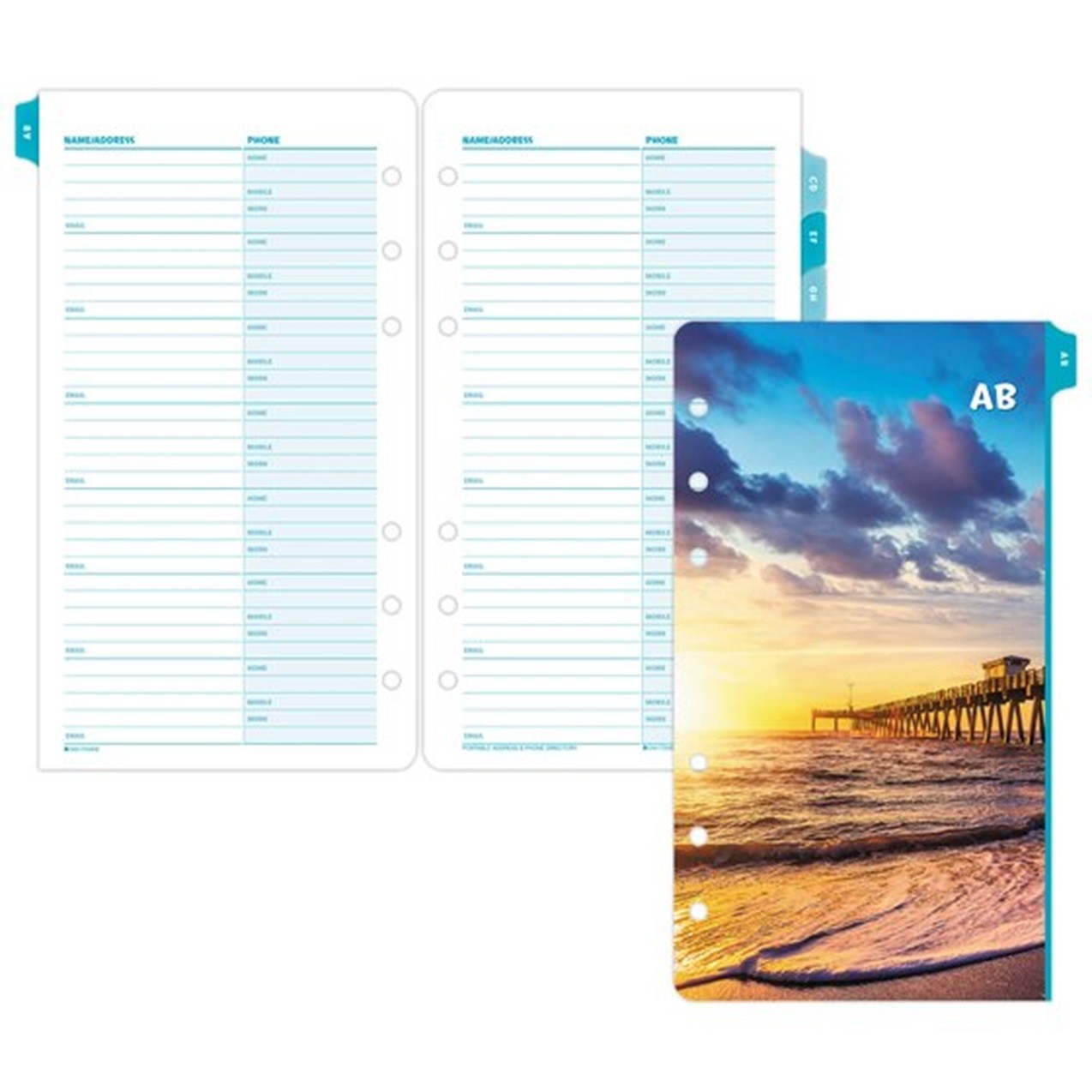 Day-Timer Coastlines Address Phone Tabs, Portable, 3 3/4″ x 6 3/4″