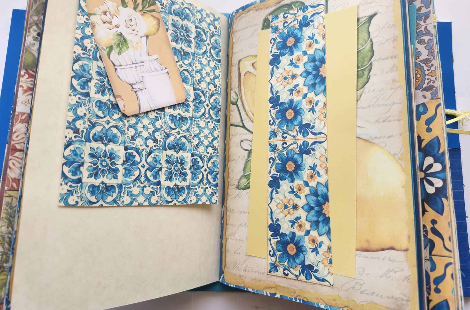 “ITALIAN RIVIERA” Handmade XL Journal Mediterranean Blues, Lemons Keepsake 96pgs