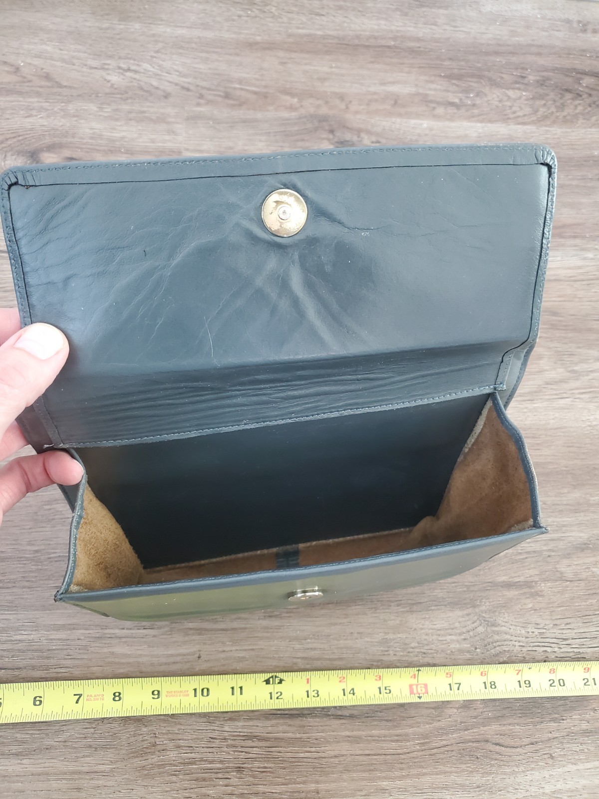 Vintage Genuine Leather 7 Ring Locking Binder Business Planner Gray 50s 60s 70s
