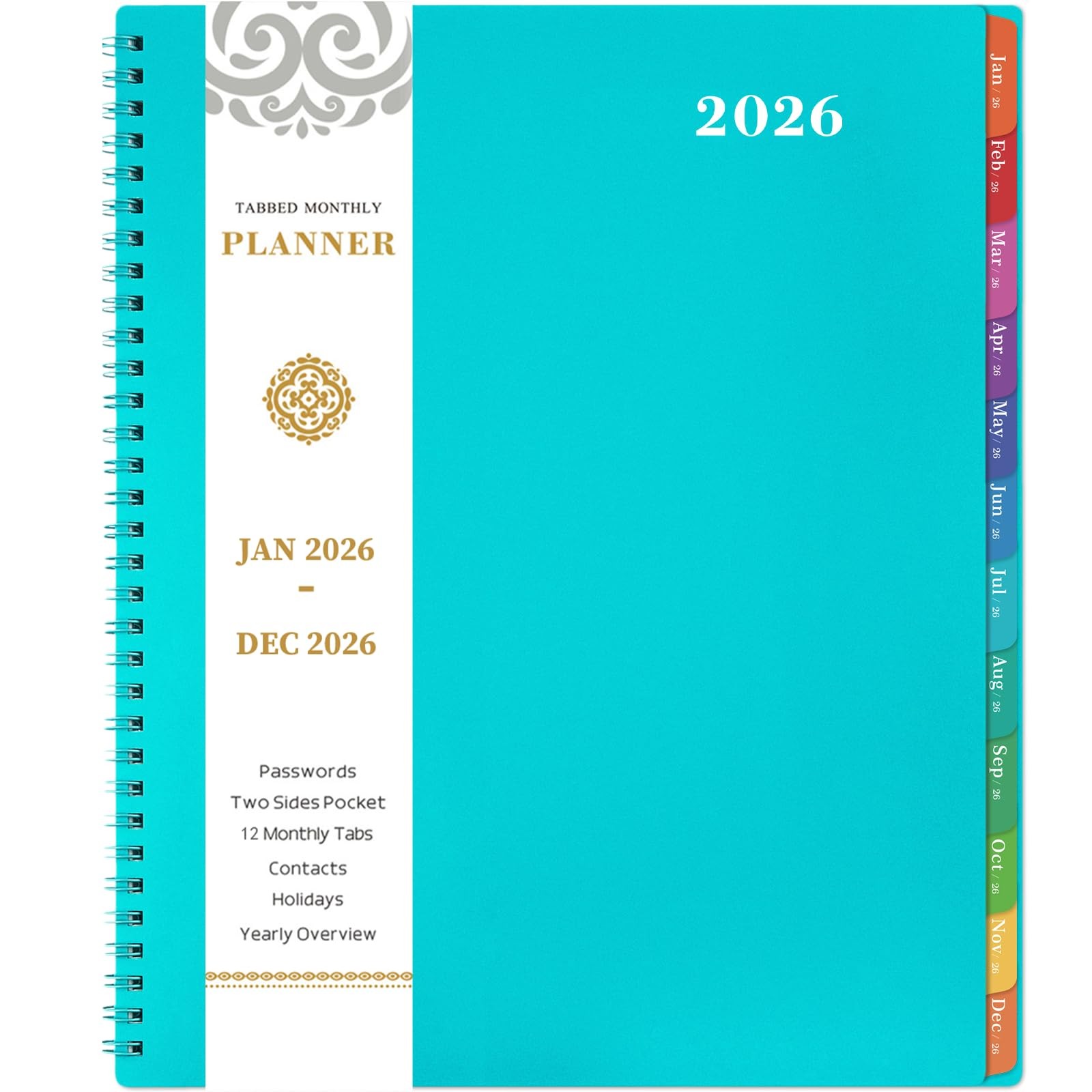2026 Planner Jan To Dec, 9X11 Organizer With Pockets, s Section, Multicolor
