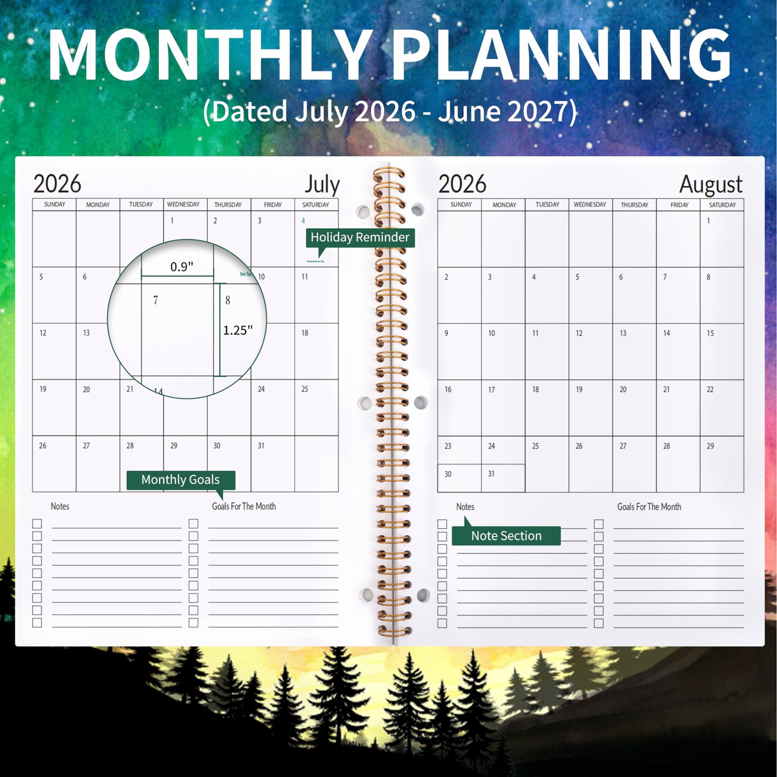 Student Planner 2026-2027 – Monthly and Weekly 8.2″ x 10.7″, Multicolor