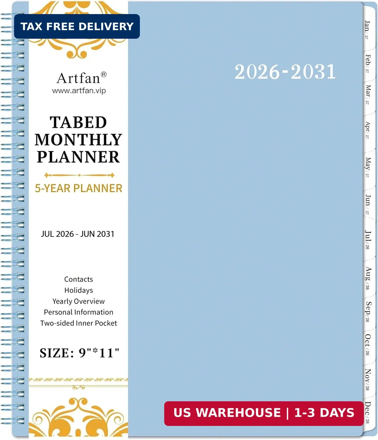 2026-2031 Monthly Planner/Calendar – 5 Year Planner, Jul. 2026 – Jun. 2031, 9″ x
