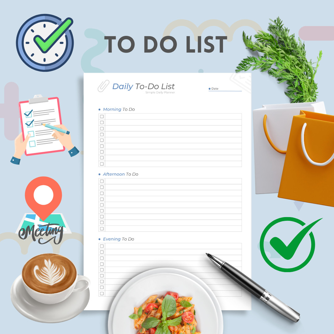 Printable Daily Digital Planner, Printable To-Do List, Digital product