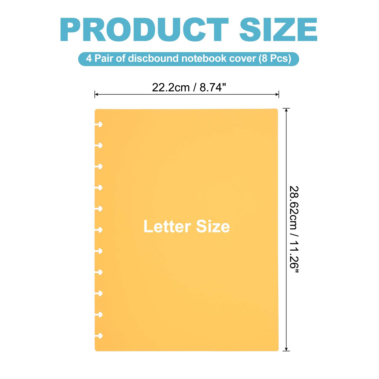 4 Pair Discbound Notebook Cover, Letter Size Planner Cover, Yellow