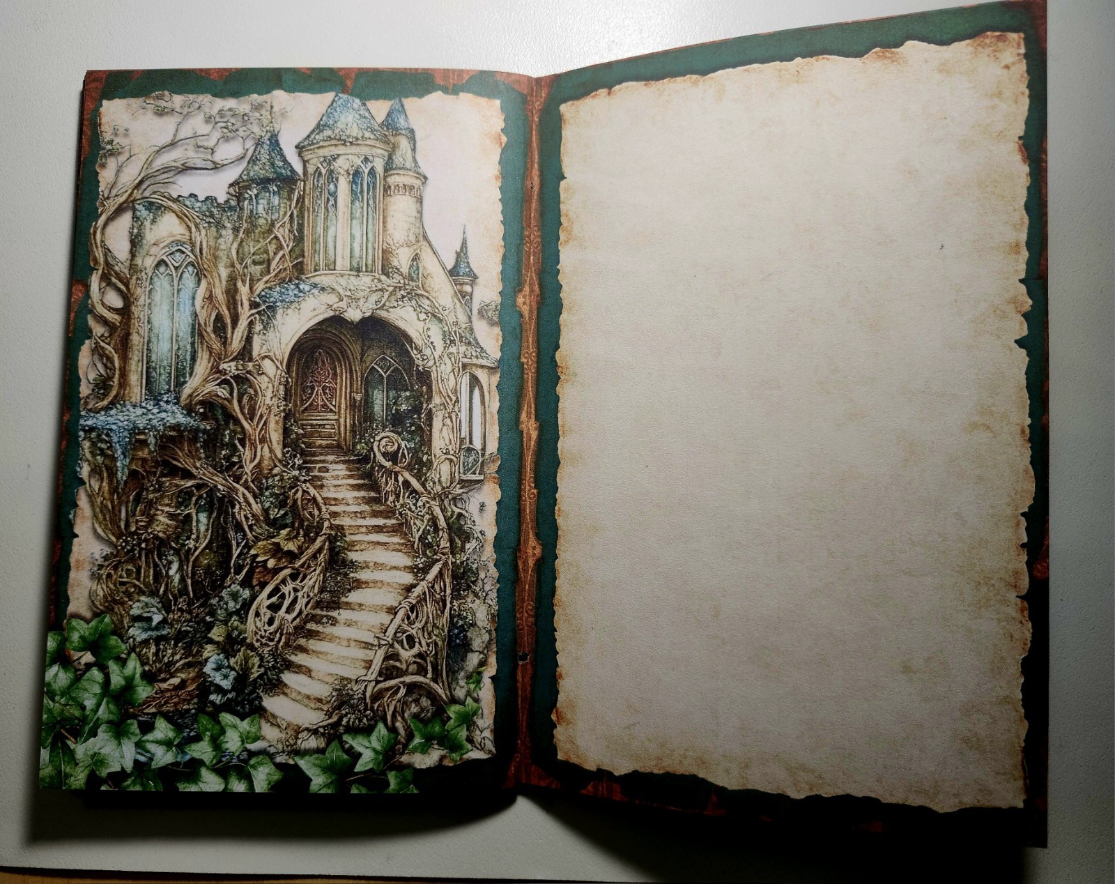 Junk Journal Blank Booklet “FANTASY FOREST” Handmade Fairies Lg 8.5″x5.5″ 40pg