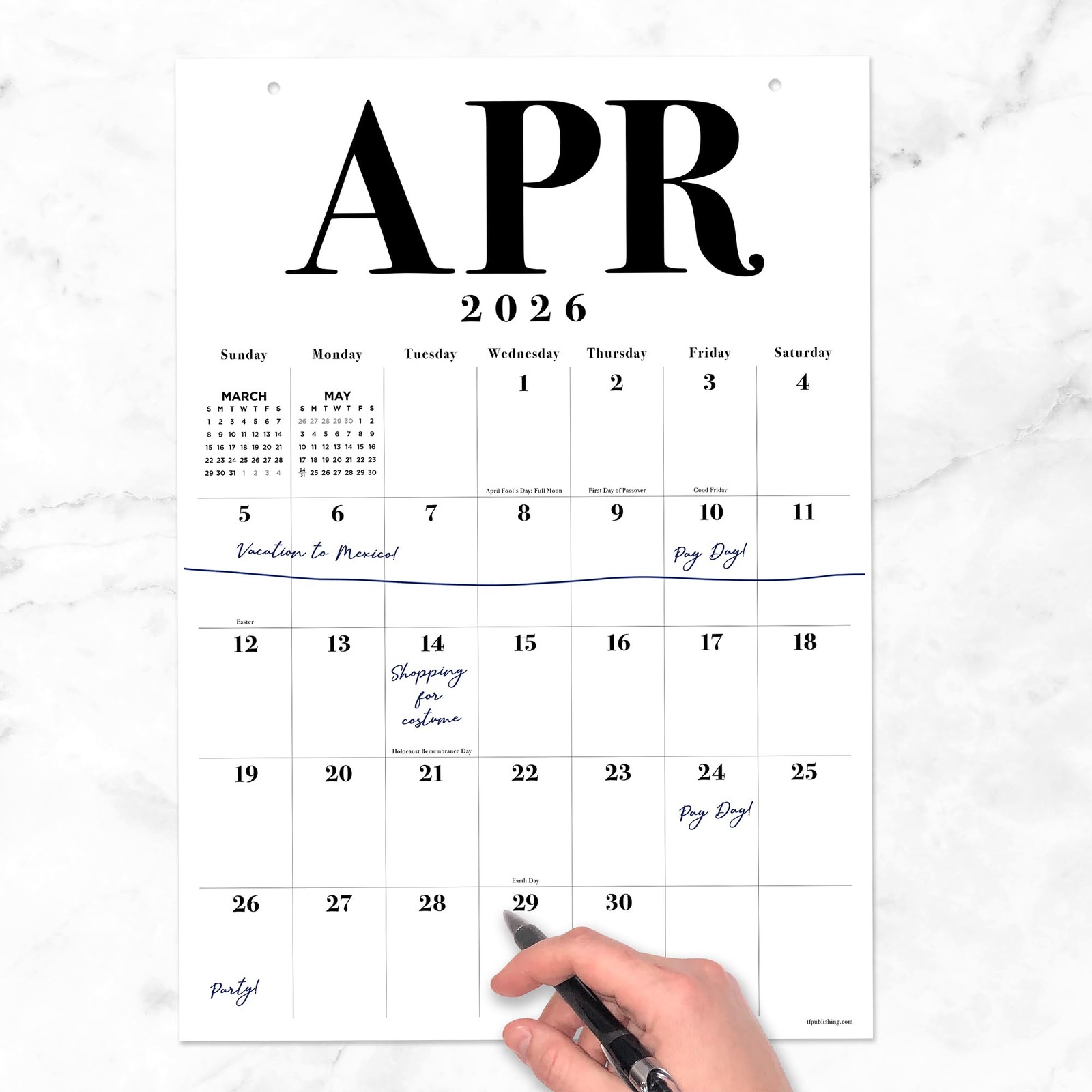 TF Publishing 2026 Medium Art Poster Wall Calendar – Vertical Wall, Black