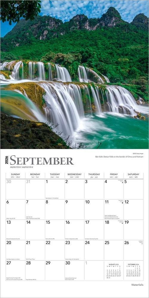 Waterfalls | 2026 12×24″ (Hanging) Monthly Square Wall Calendar | Plastic-Free
