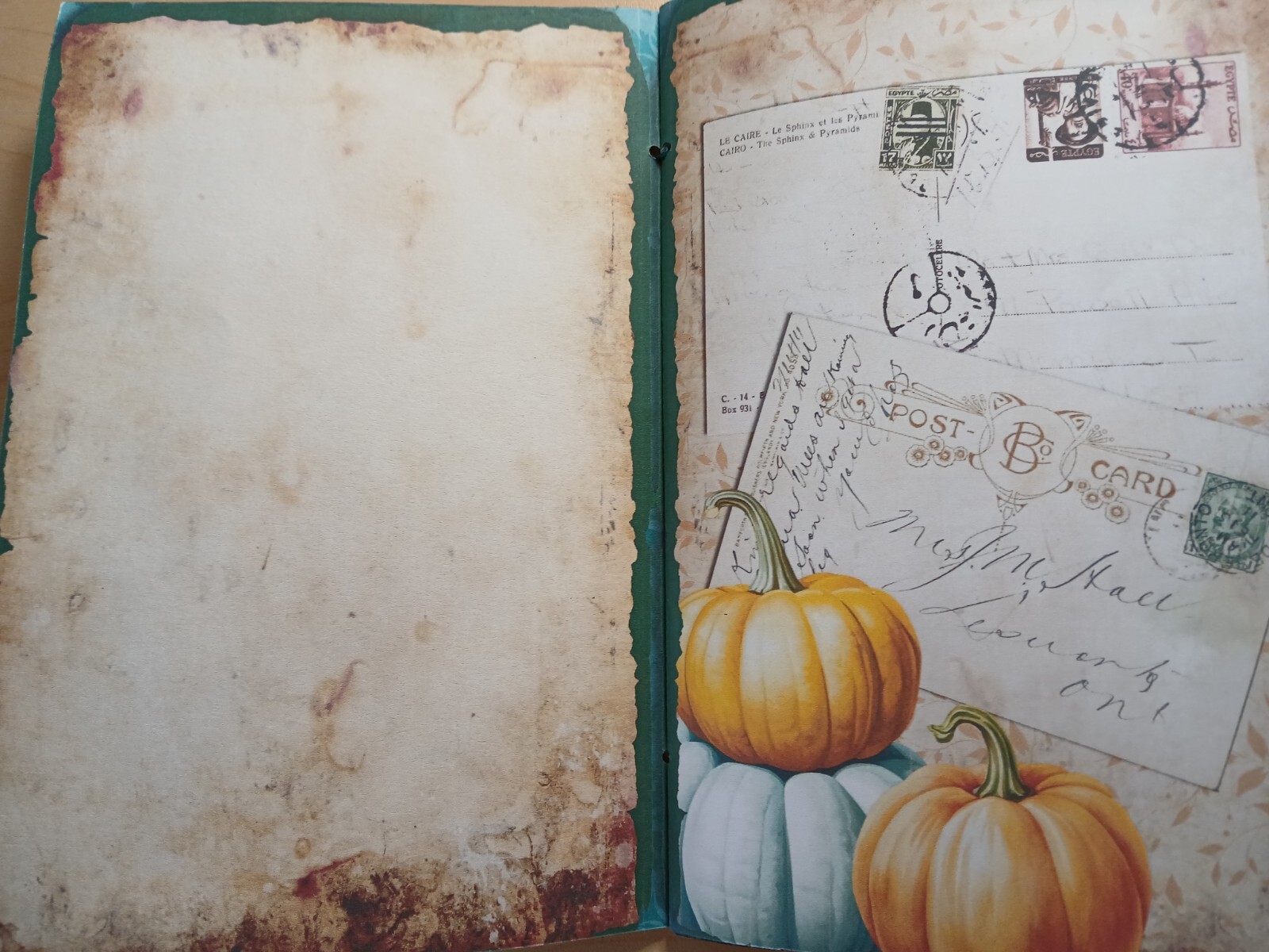 Junk Journal Booklet “AUTUMN BREEZE” Fall Colors LG 8.5″x5.5″ 40pgs × Ephemera