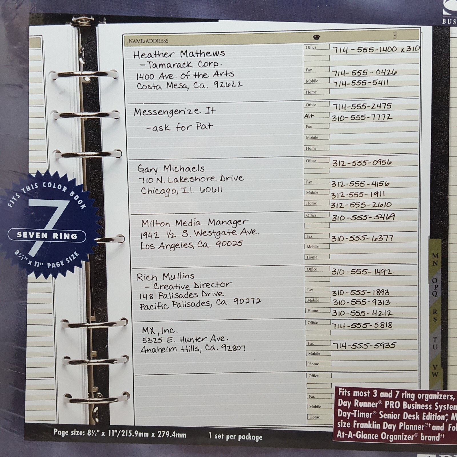 1996 NOS 8.5″ x 11″ DAY-RUNNER 14 Tabs A-Z Telephone Address Directory & Index