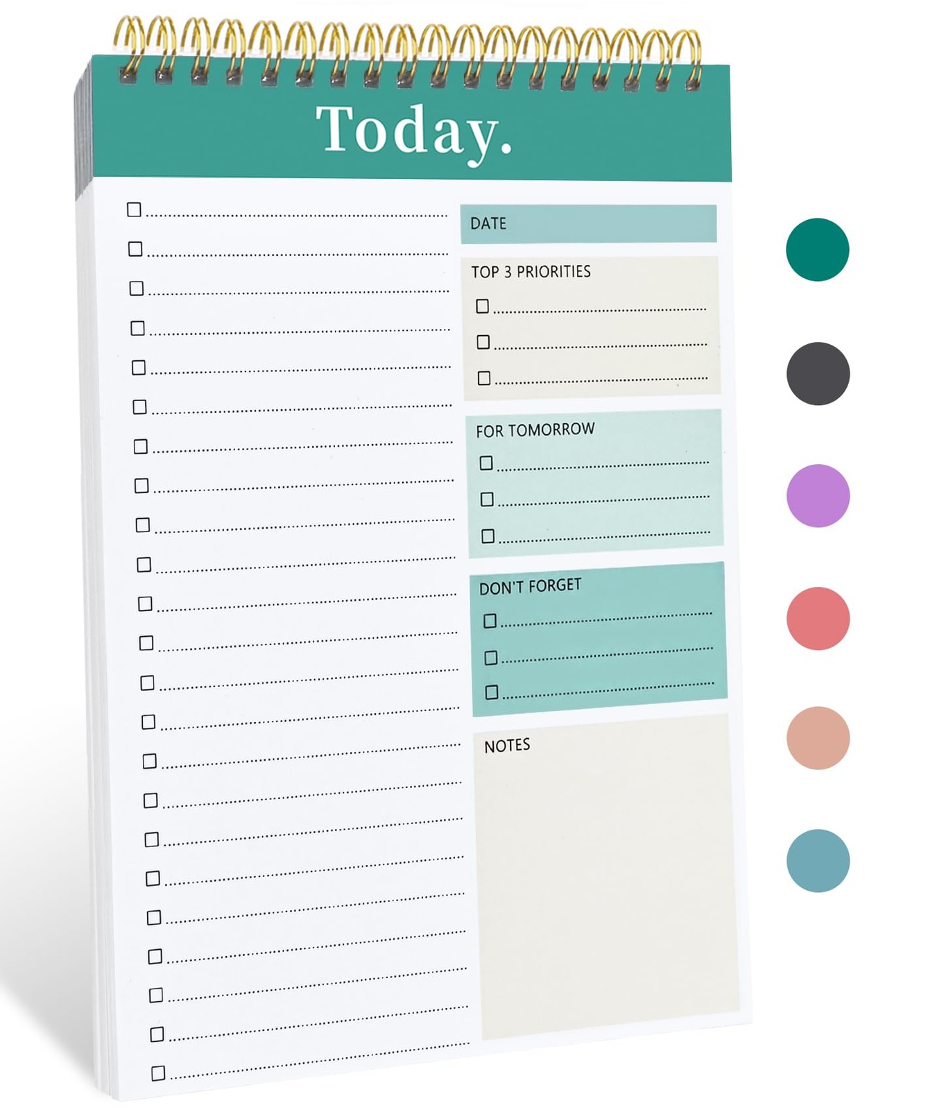 To Do List Notepad – Notebook for Work 6.5 x 9.8 inches, Green