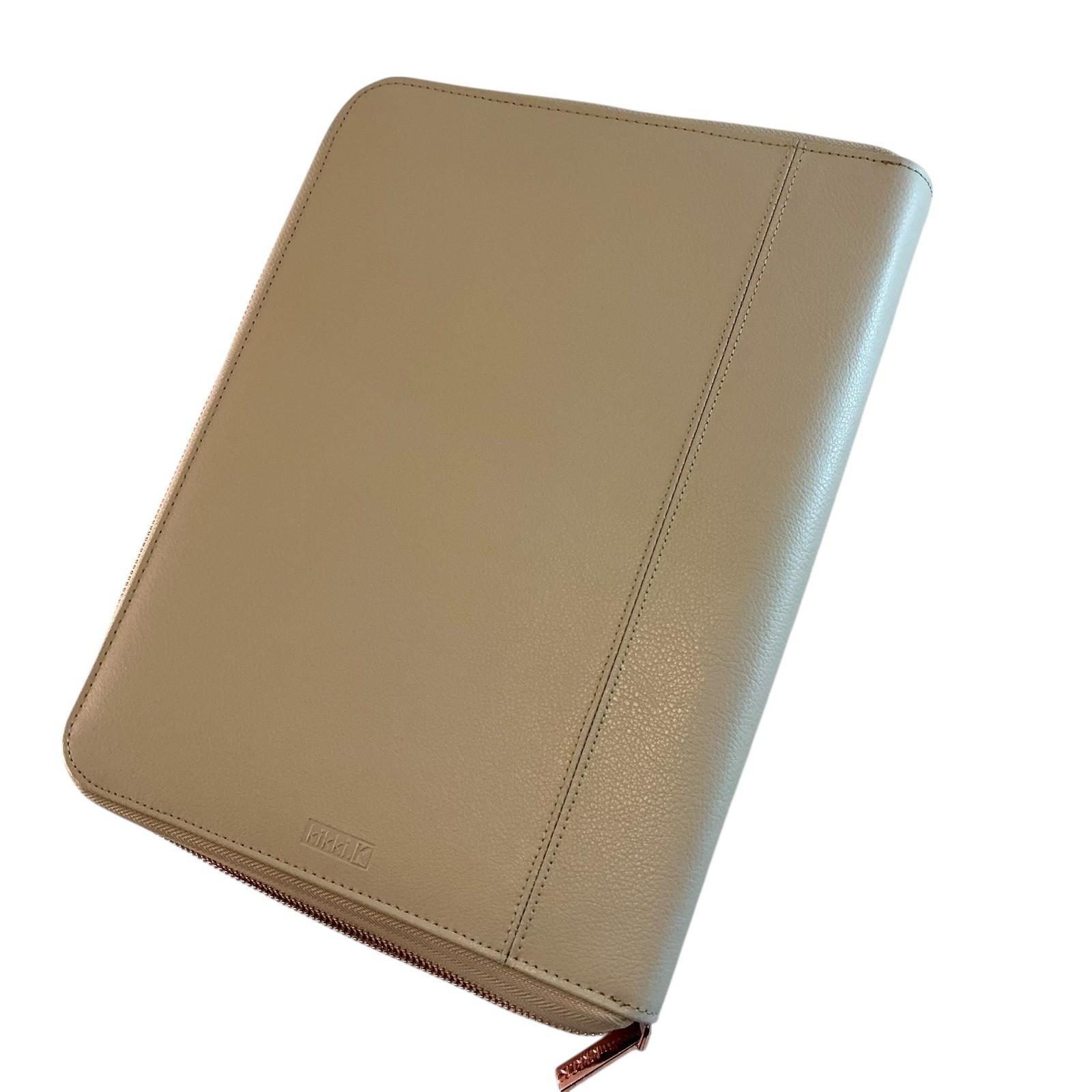 Kikki.K Leather Compendium LATTE, Zip Padfolio, Portfolio Large A4 – 12 x 9.5