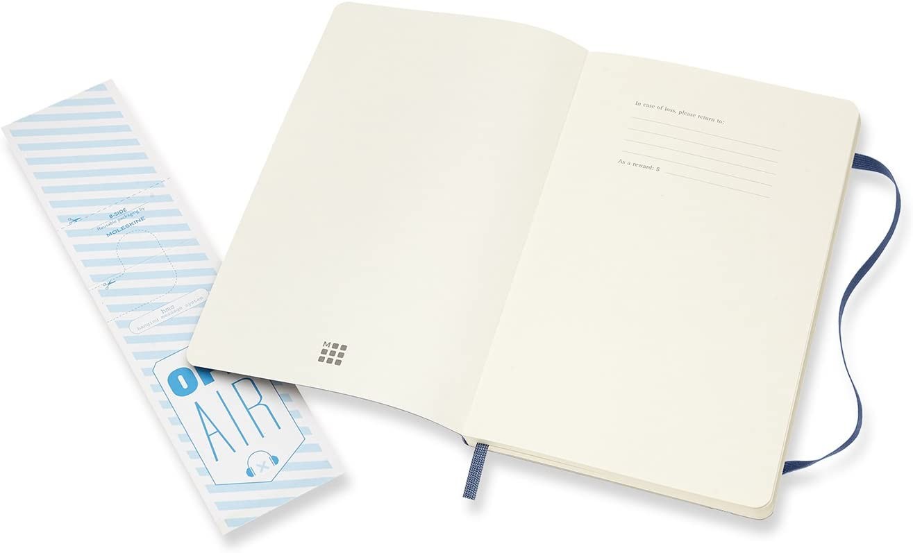 Moleskine Classic Notebook Soft Cover Large (5 x8.25″) Plain/Blank Sapphire Blue