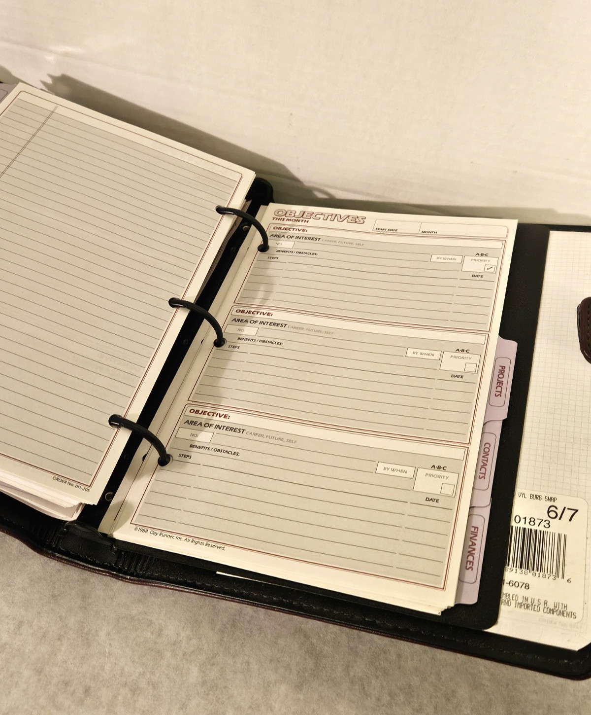 Vtg 1994 Leather Day Runner Classic Edition Planner 3-Ring Binder Burgundy