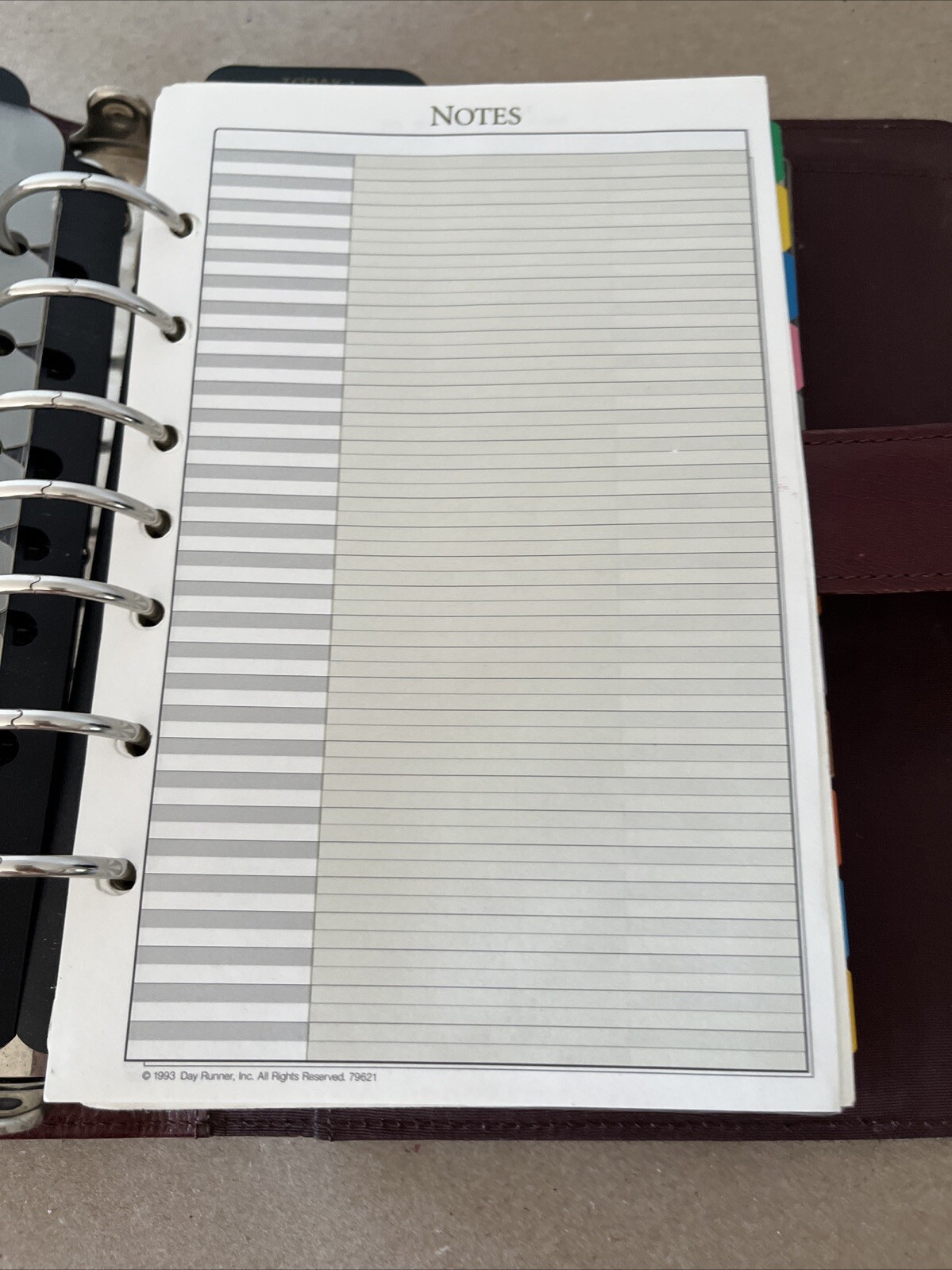 Day-Timer Planner Binder Brown Leather 7 Rings Loose Leaf USA Made 1996 Vintage
