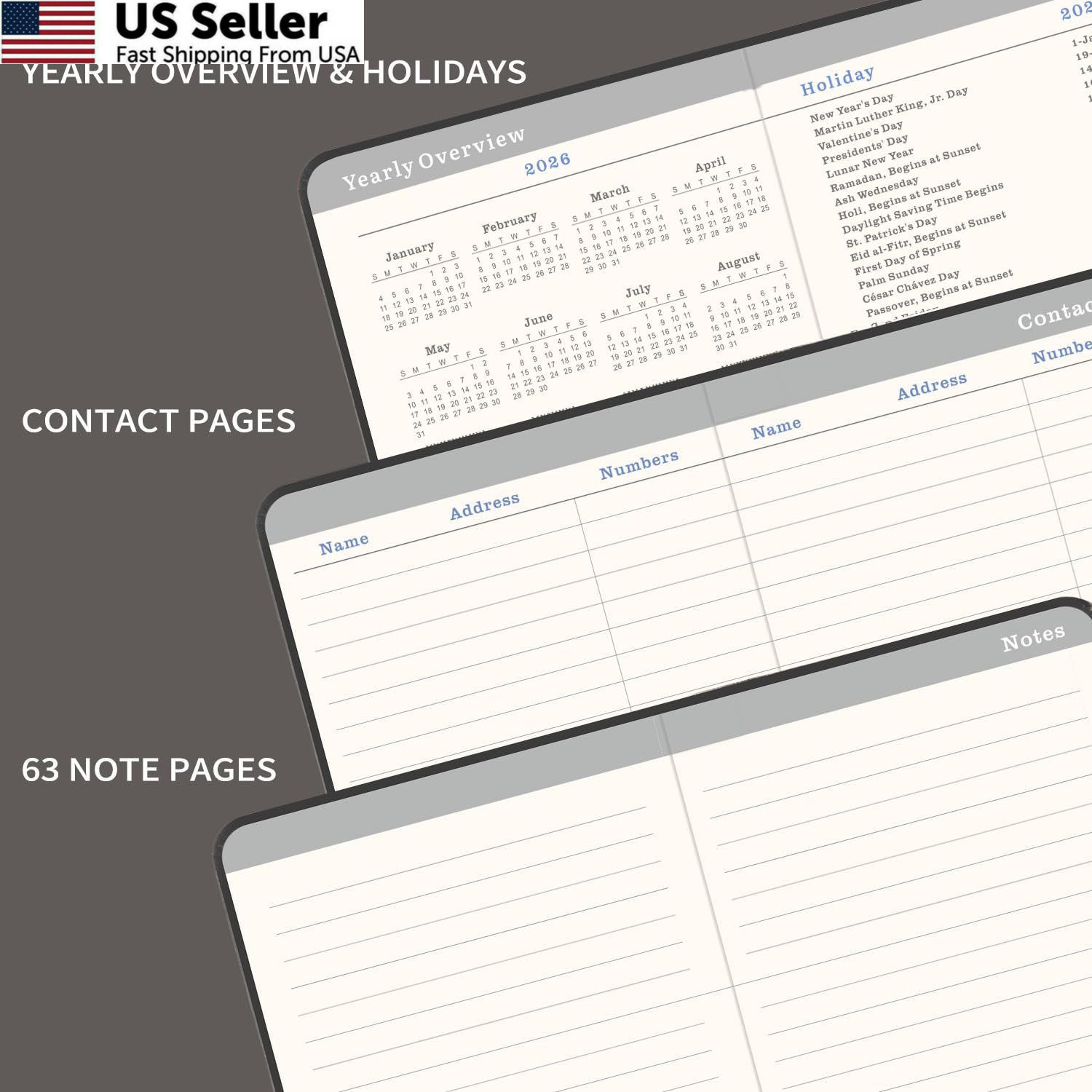 2026-2029 Monthly Planner/Calendar – 3 Year Planner with 3.8″ x 6.3″, Grey