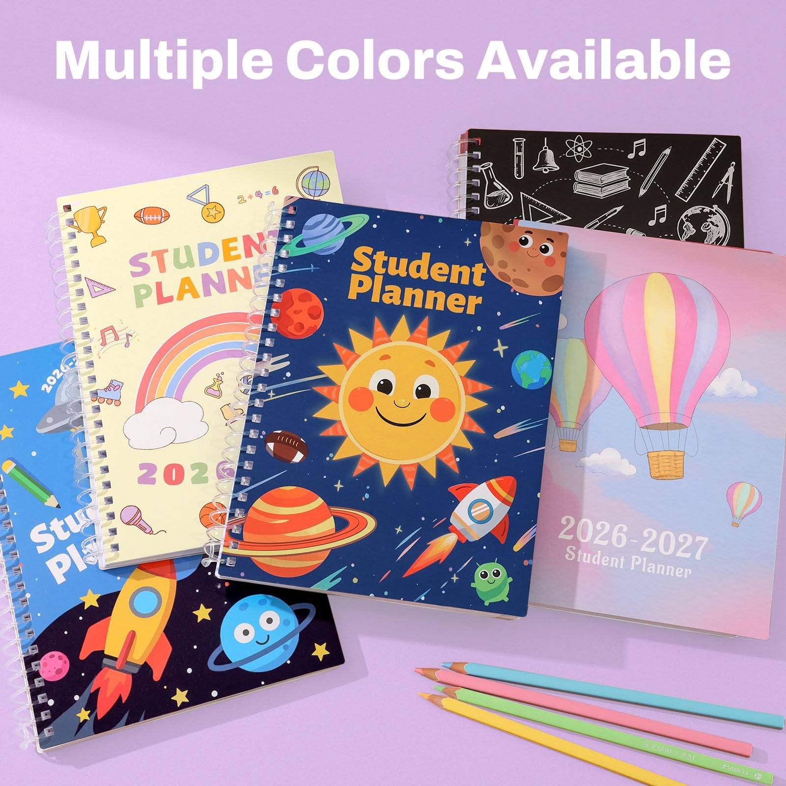 SUNEE Elementary Student Planner 2026-2027, A5 6.5″×8.3″, Colorful Balloon