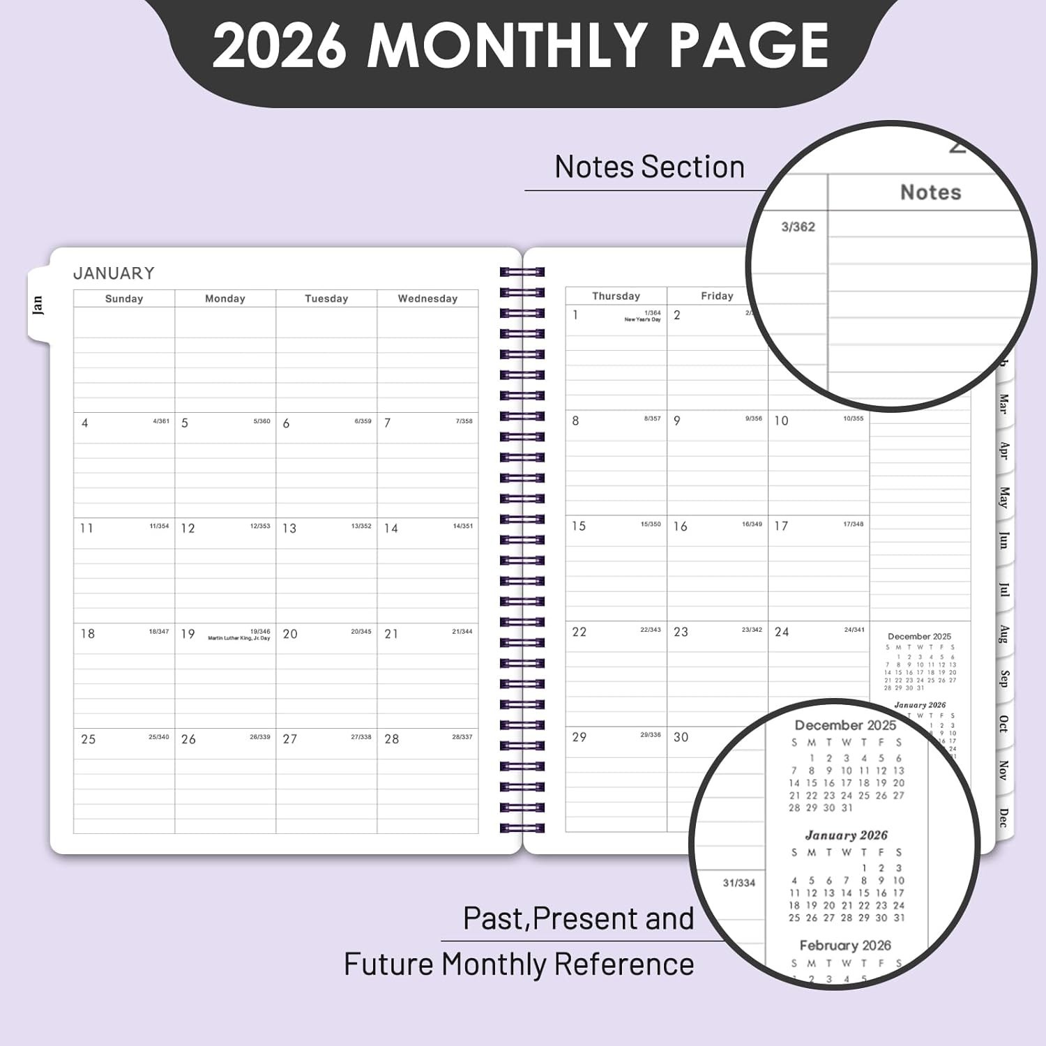 Elegant 2026 Planner – Weekly & Monthly Calendar with Waterproof Cover, 8”x10”