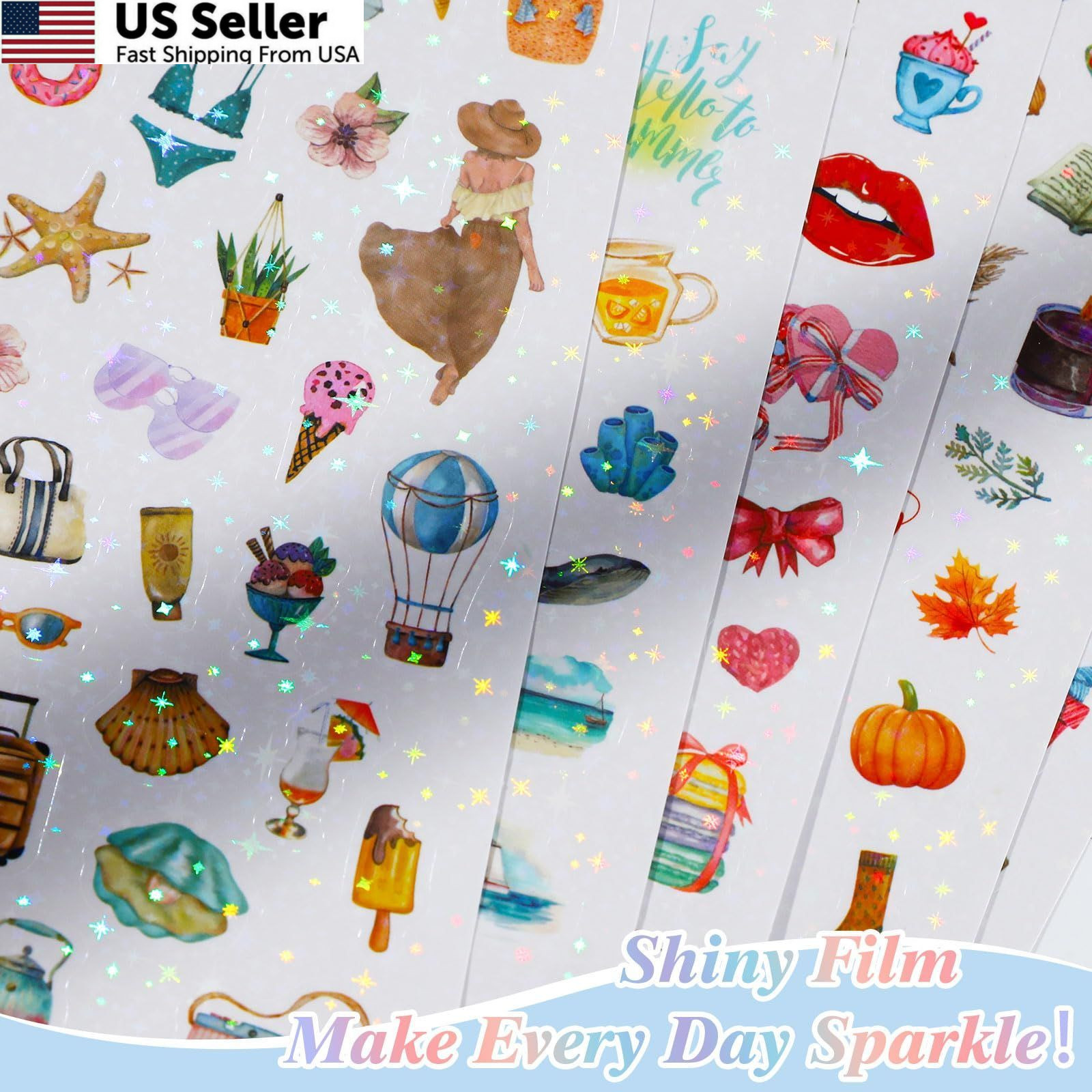 BESARME Planner Stickers with Glittery Film, 1000+ Scrapbook Colorful