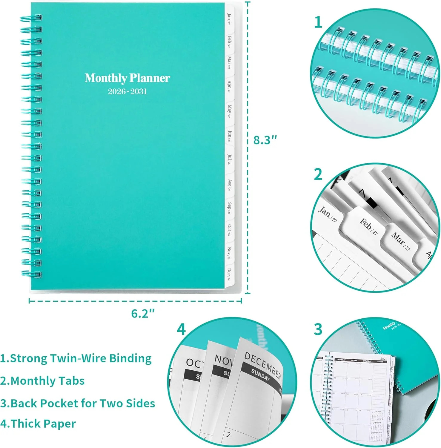2026-2031 Monthly Planner/Calendar – Jul 2026 – Jun 2031, 5 Year Monthly Planner