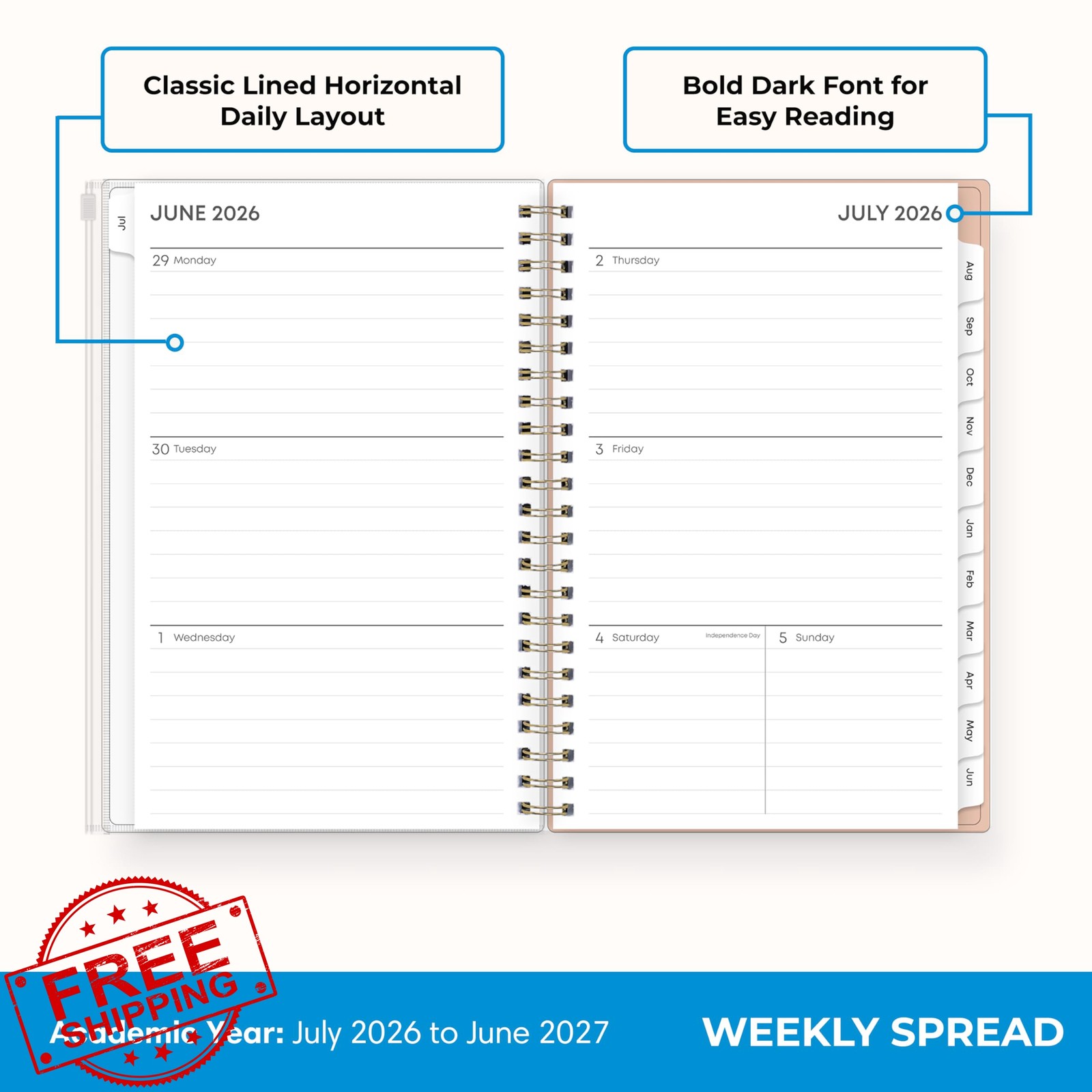 Blue Sky Planner 2026-2027 Weekly Monthly 5″x8″