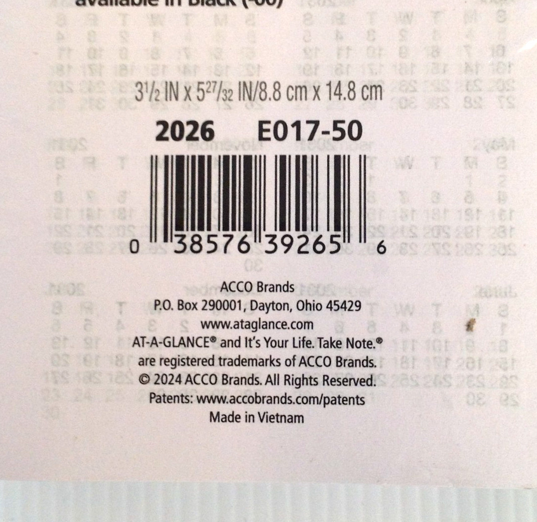 2026 At-A-Glance E017-50 Daily Desk Calendar w Index Refill Only 3.5 x 6″ NEW