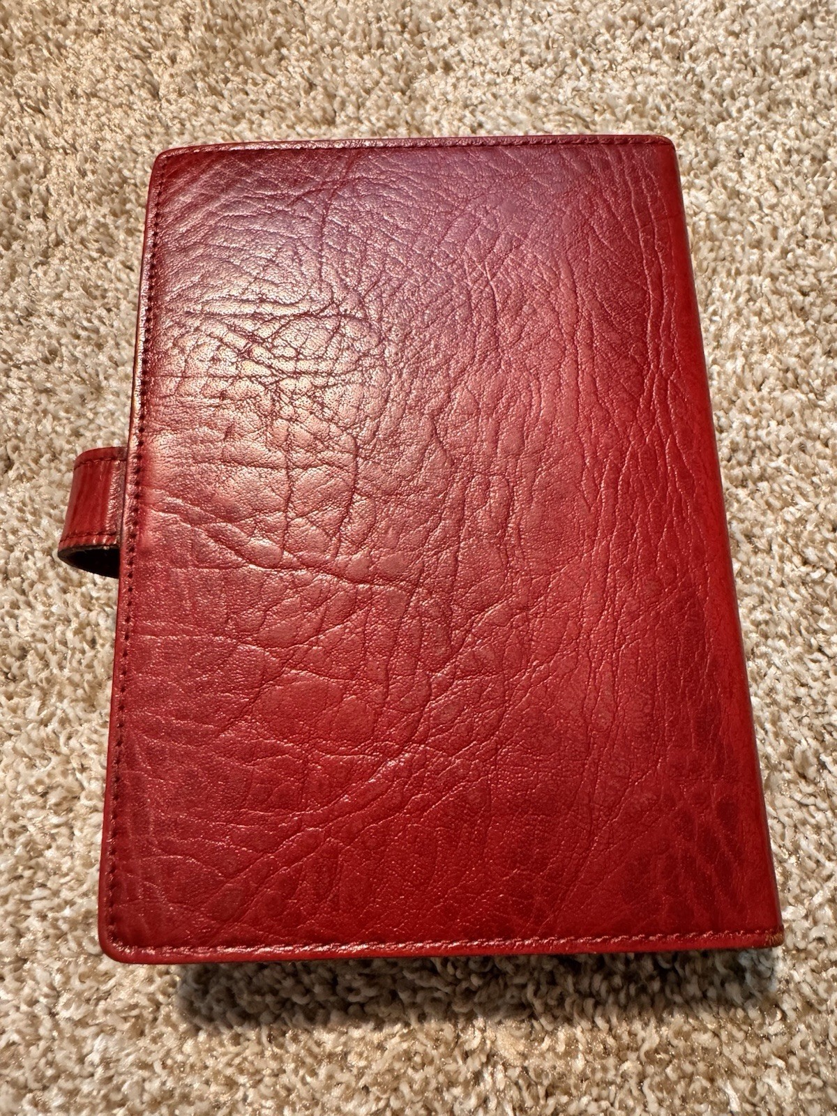 Vtg Day Runner Red Genuine Leather Planner 6-Ring Binder Compact Organizer + Tab